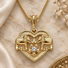 Collares con Dije 04.351.0020.1.20 Oro Laminado, Diseño de Corazón y Elefante, con Cristal Blanca, Pulido, Tono Dorado (Grosor 02 MM, 20 Pulgadas de Largo)