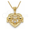 Collares con Dije 04.351.0020.1.20 Oro Laminado, Diseño de Corazón y Elefante, con Cristal Blanca, Pulido, Tono Dorado (Grosor 02 MM, 20 Pulgadas de Largo)