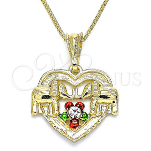Collares con Dije 04.351.0020.3.20 Oro Laminado, Diseño de Corazón y Elefante, con Blanca Cristal, Pulido, Tres Tonos (02 MM Thickness, 20 Inches Length)