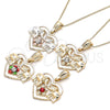 Collares con Dije 04.351.0020.3.20 Oro Laminado, Diseño de Corazón y Elefante, con Blanca Cristal, Pulido, Tres Tonos (02 MM Thickness, 20 Inches Length)