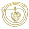 Collares con Dije 04.351.0021.20 Oro Laminado, Diseño de Corazón y Mama, con Blanca Cristal, Pulido, Tono Dorado (02 MM Thickness, 20 Inches Length)