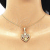 Collares con Dije 04.351.0022.1.20 Oro Laminado, Diseño de Corazón y Mariposa, con Granate and Blanca Cristal, Pulido, Tono Dorado (02 MM Thickness, 20 Inches Length)