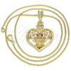 Collares con Dije 04.351.0022.1.20 Oro Laminado, Diseño de Corazón y Mariposa, con Granate and Blanca Cristal, Pulido, Tono Dorado (02 MM Thickness, 20 Inches Length)