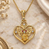 Collares con Dije 04.351.0022.1.20 Oro Laminado, Diseño de Corazón y Mariposa, con Cristal Granate y Blanca, Pulido, Tono Dorado (Grosor 02 MM, 20 Pulgadas de Largo)