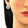 Arete Dormilona 02.210.0432 Oro Laminado, Diseño de Mano de Dios y Judaica, con Micro Pave Multicolor, Pulido, Tono Dorado