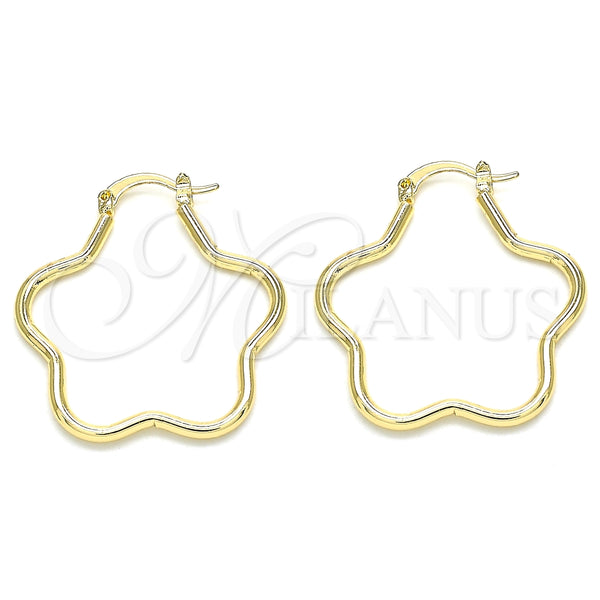 Argolla Mediana 02.170.0320.30 Oro Laminado, Diseño de Flor, Pulido, Tono Dorado