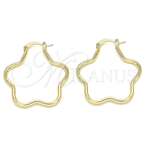Argolla Mediana 02.170.0320.30 Oro Laminado, Diseño de Flor, Pulido, Tono Dorado