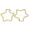 Argolla Mediana 02.170.0321.30 Oro Laminado, Diseño de Estrella, Pulido, Tono Dorado