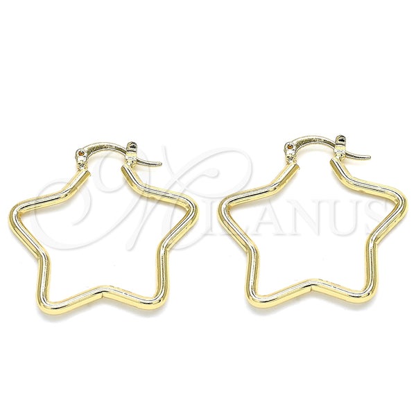 Argolla Mediana 02.170.0321.30 Oro Laminado, Diseño de Estrella, Pulido, Tono Dorado