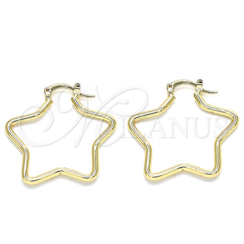 Argolla Mediana 02.170.0321.30 Oro Laminado, Diseño de Estrella, Pulido, Tono Dorado