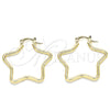 Argolla Mediana 02.170.0321.30 Oro Laminado, Diseño de Estrella, Pulido, Tono Dorado