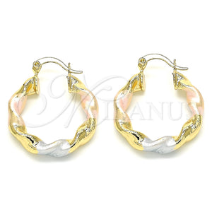 Argolla Pequeña 02.170.0018.1.25 Oro Laminado, Diseño de Torcido, Pulido, Tres Tonos