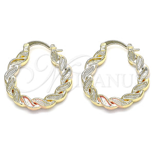 Argolla Pequeña 02.170.0344.25 Oro Laminado, Diseño de Torcido, Pulido, Tres Tonos