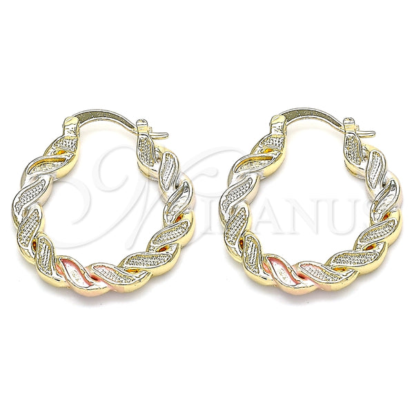 Argolla Pequeña 02.170.0344.25 Oro Laminado, Diseño de Torcido, Pulido, Tres Tonos