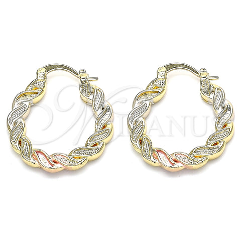 Argolla Pequeña 02.170.0344.25 Oro Laminado, Diseño de Torcido, Pulido, Tres Tonos
