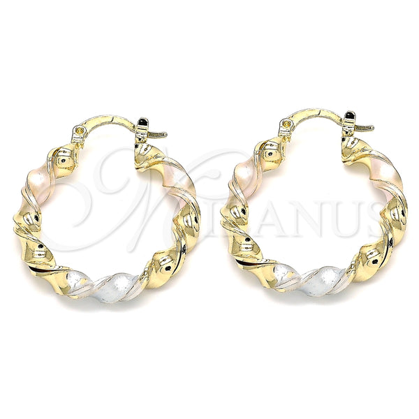 Argolla Pequeña 02.170.0167.25 Oro Laminado, Diseño de Torcido, Pulido, Tres Tonos