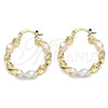 Argolla Pequeña 02.170.0167.25 Oro Laminado, Diseño de Torcido, Pulido, Tres Tonos