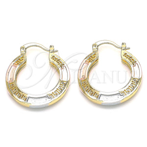 Argolla Pequeña 02.170.0345.25 Oro Laminado, Diseño de Ojo Griego, Pulido, Tres Tonos