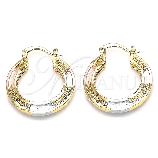 Argolla Pequeña 02.170.0345.25 Oro Laminado, Diseño de Ojo Griego, Pulido, Tres Tonos