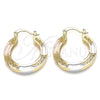 Argolla Pequeña 02.170.0345.25 Oro Laminado, Diseño de Ojo Griego, Pulido, Tres Tonos