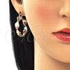 Argolla Mediana 02.170.0342.1.30 Oro Laminado, Diseño de Torcido y Llave Griega, Pulido, Tres Tonos
