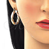 Argolla Mediana 02.170.0132.1.30 Oro Laminado, Diseño de Torcido y Hueco, Mate, Tres Tonos
