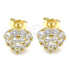 Arete Dormilona 02.346.0003 Oro Laminado, Diseño de Corazón, con Blanca Zirconia Cubica, Pulido, Tono Dorado