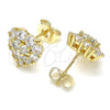 Arete Dormilona 02.346.0003 Oro Laminado, Diseño de Corazón, con Blanca Zirconia Cubica, Pulido, Tono Dorado
