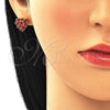 Arete Dormilona 02.346.0003.1 Oro Laminado, Diseño de Corazón, con Granate Zirconia Cubica, Pulido, Tono Dorado