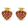 Arete Dormilona 02.346.0003.1 Oro Laminado, Diseño de Corazón, con Granate Zirconia Cubica, Pulido, Tono Dorado