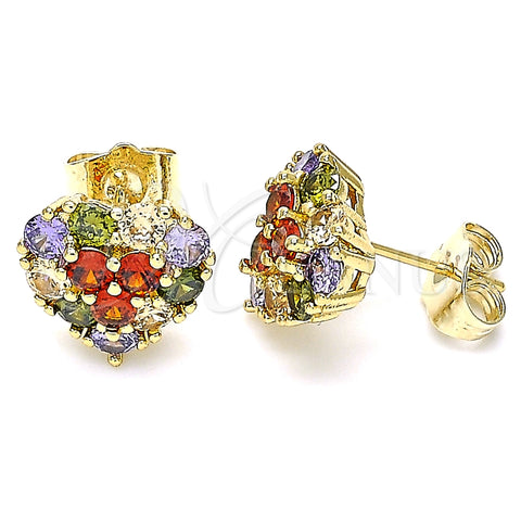 Arete Dormilona 02.346.0003.2 Oro Laminado, con Multicolor Zirconia Cubica, Pulido, Tono Dorado