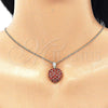 Juego de Arete y Dije de Adulto 10.346.0001.1 Oro Laminado, Diseño de Corazón, con Granate Zirconia Cubica, Pulido, Tono Dorado