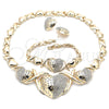 Collar, Pulsera y Dije 06.372.0021 Oro Laminado, Diseño de Besos y Abrazos y Corazón, con Blanca Cristal, Pulido, Tono Dorado