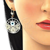 Arete Colgante 02.351.0101 Oro Laminado, Diseño de Guadalupe y Cruz, Pulido, Tono Dorado