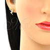 Arete Dormilona 02.156.0462 Oro Laminado, Diseño de Angel y Corazón, con Blanca Micro Pave, Pulido, Tono Dorado