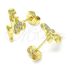 Arete Dormilona 02.156.0462 Oro Laminado, Diseño de Angel y Corazón, con Blanca Micro Pave, Pulido, Tono Dorado