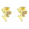 Arete Dormilona 02.156.0462.2 Oro Laminado, Diseño de Angel y Corazón, con Granate Micro Pave, Pulido, Tono Dorado
