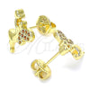 Arete Dormilona 02.156.0462.2 Oro Laminado, Diseño de Angel y Corazón, con Granate Micro Pave, Pulido, Tono Dorado