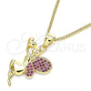 Collares con Dije 04.156.0322.1.20 Oro Laminado, Diseño de Angel y Corazón, con Rubi Micro Pave, Pulido, Tono Dorado (02 MM Thickness, 20 Inches Length)