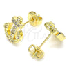 Arete Dormilona 02.156.0464 Oro Laminado, Diseño de Ancla, con Blanca Micro Pave, Pulido, Tono Dorado