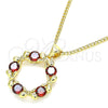 Collares con Dije 04.156.0325.2.20 Oro Laminado, Diseño de Arco, con Granate Micro Pave, Pulido, Tono Dorado (02 MM Thickness, 20 Inches Length)