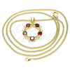 Collares con Dije 04.156.0325.2.20 Oro Laminado, Diseño de Arco, con Granate Micro Pave, Pulido, Tono Dorado (02 MM Thickness, 20 Inches Length)