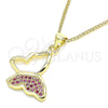 Collares con Dije 04.156.0053.2.20 Oro Laminado, Diseño de Mariposa, con Rubi Micro Pave, Pulido, Tono Dorado (02 MM Thickness, 20 Inches Length)