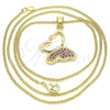 Collares con Dije 04.156.0053.2.20 Oro Laminado, Diseño de Mariposa, con Rubi Micro Pave, Pulido, Tono Dorado (02 MM Thickness, 20 Inches Length)