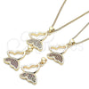 Collares con Dije 04.156.0053.4.20 Oro Laminado, Diseño de Mariposa, con Multicolor Micro Pave, Pulido, Tono Dorado (02 MM Thickness, 20 Inches Length)