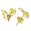 Arete Dormilona 02.156.0466.1 Oro Laminado, Diseño de Mariposa, con Rubi Micro Pave, Pulido, Tono Dorado