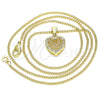 Collares con Dije 04.156.0327.20 Oro Laminado, Diseño de Corazón, con Blanca Micro Pave, Pulido, Tono Dorado (02 MM Thickness, 20 Inches Length)