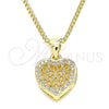 Collares con Dije 04.156.0327.20 Oro Laminado, Diseño de Corazón, con Blanca Micro Pave, Pulido, Tono Dorado (02 MM Thickness, 20 Inches Length)
