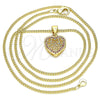 Collares con Dije 04.156.0327.1.20 Oro Laminado, Diseño de Corazón, con Rubi Micro Pave, Pulido, Tono Dorado (02 MM Thickness, 20 Inches Length)