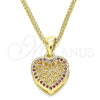 Collares con Dije 04.156.0327.1.20 Oro Laminado, Diseño de Corazón, con Rubi Micro Pave, Pulido, Tono Dorado (02 MM Thickness, 20 Inches Length)